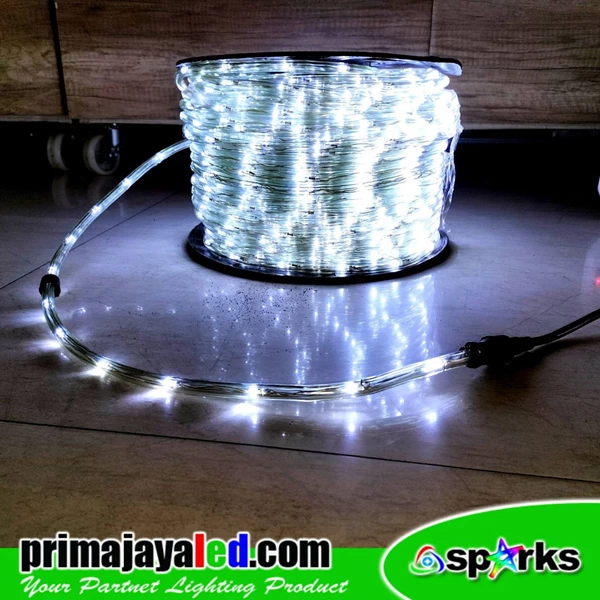 Lampu LED Strip Selang Bulet Flexibel Putih 100 Meter
