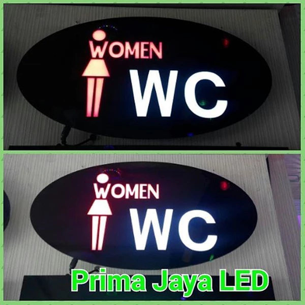 Sign WC Cewe Lampu LED