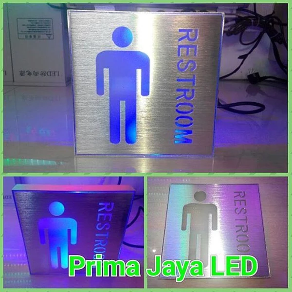 Sign LED Restroom Pria Biru